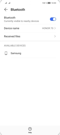 Press the required Bluetooth device and follow the instructions on the screen to pair the device with your phone.