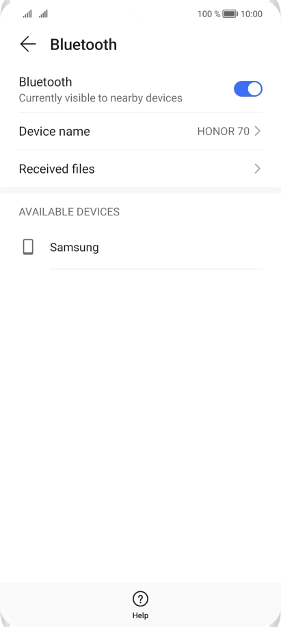 Press the required Bluetooth device and follow the instructions on the screen to pair the device with your phone.