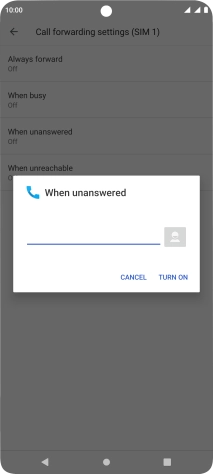 Key in +447836121121 and press TURN ON.