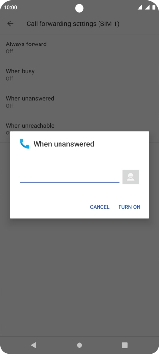 Key in +447836121121 and press TURN ON.