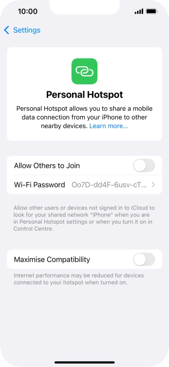 Press Wi-Fi Password and key in the required password.