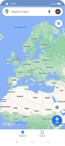 Press the search field and key in the required destination.