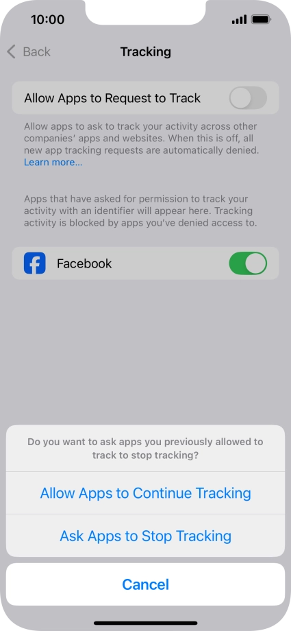If you turn off the function, press the required setting.