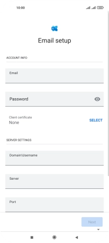 Press Password and key in the password for your email account.