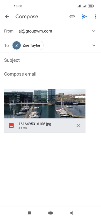 Press Subject and write the subject of your email message.
