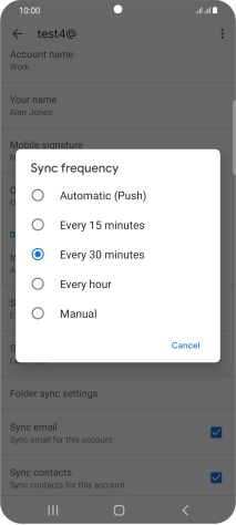 Press the required setting. Press the required setting.