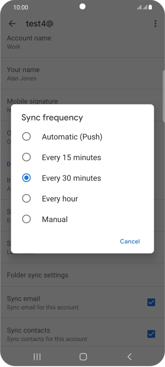 Press the required setting. Press the required setting.