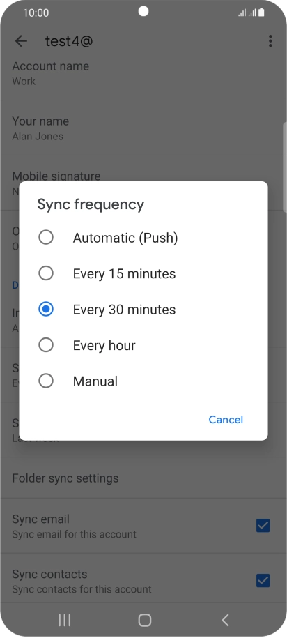 Press the required setting. Press the required setting.