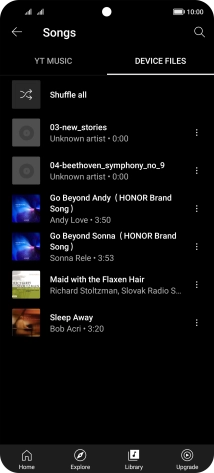 Press the required audio file.