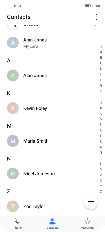 Press the new contact icon.