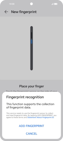 Press ADD FINGERPRINT.