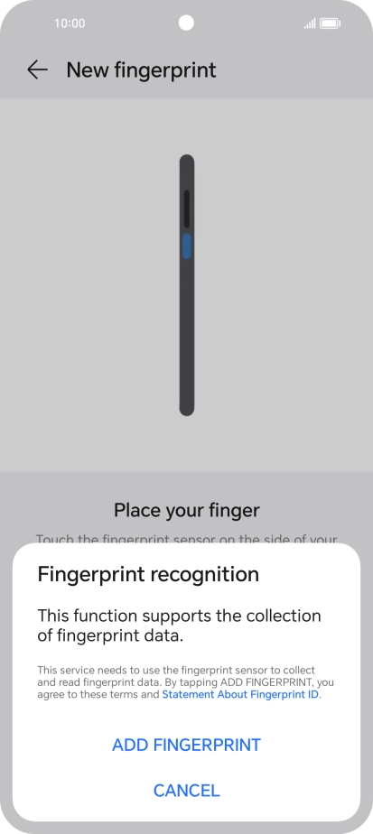 Press ADD FINGERPRINT.