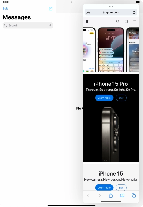 The application now displays on top of the other open application.