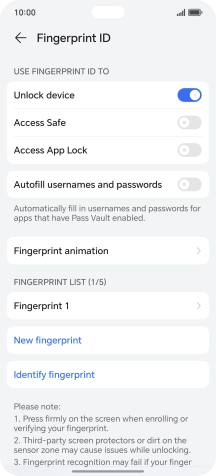 Press the required settings.