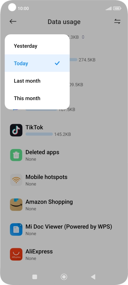 Press the required setting. Press the required setting.
