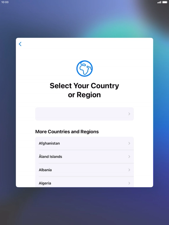 Press the required country or area.