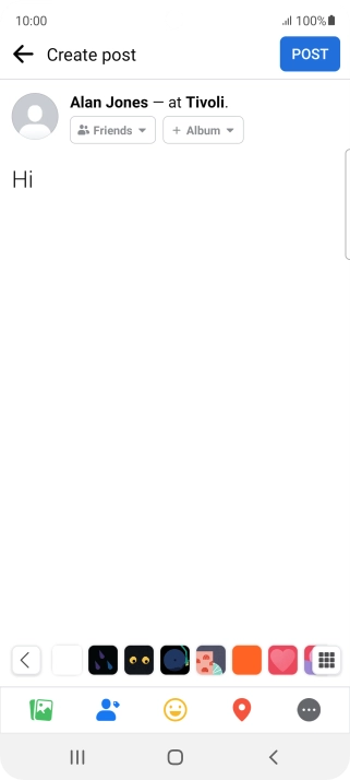 Write the required text and press POST.