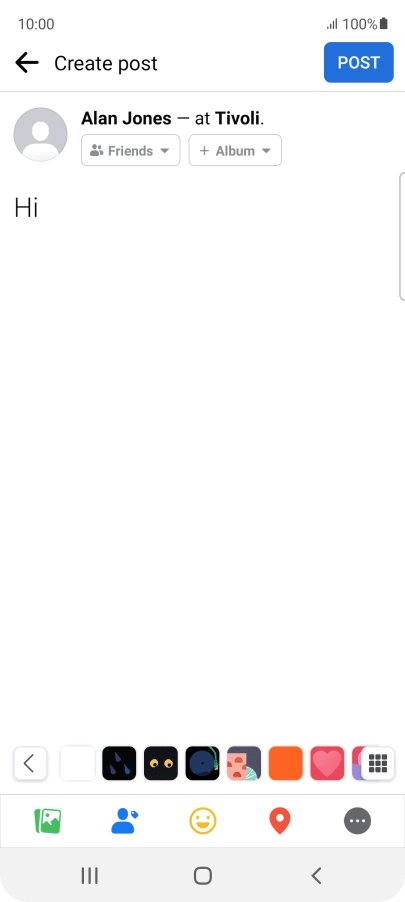 Write the required text and press POST.