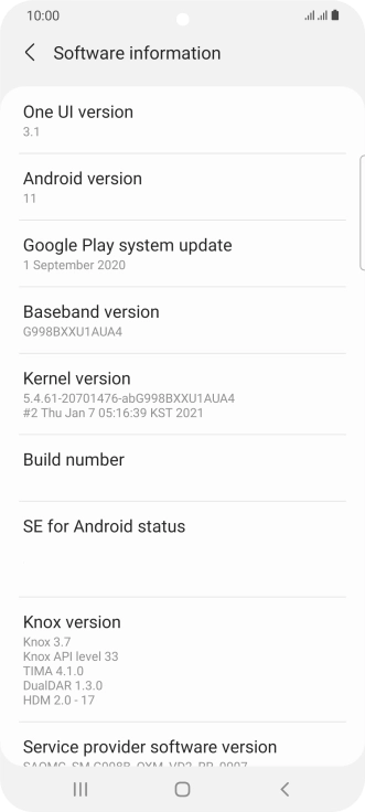 Your phone's software version is displayed below Android version. Your phone's software version is displayed below Android version.