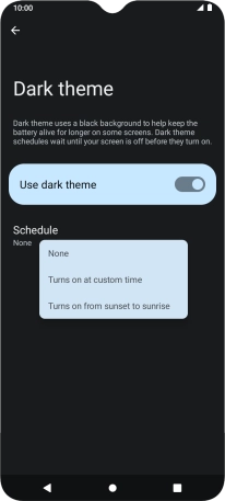 Press the required setting to turn the function on or off. Press the required setting to turn the function on or off.