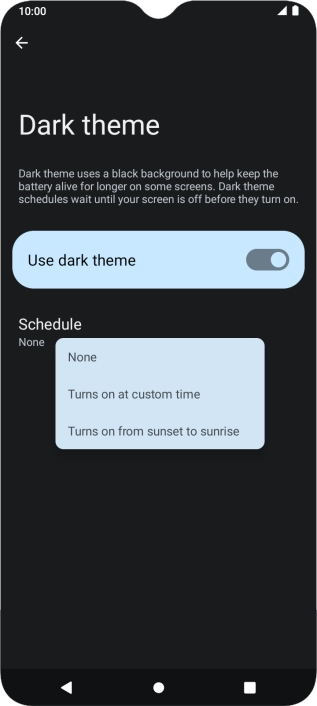 Press the required setting to turn the function on or off. Press the required setting to turn the function on or off.