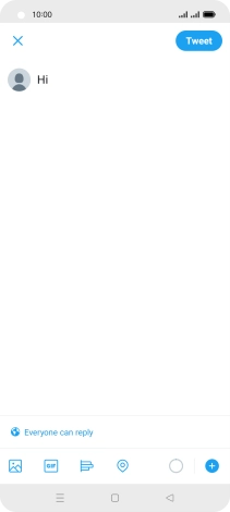 Write the required text and press Tweet. Write the required text and press Tweet.