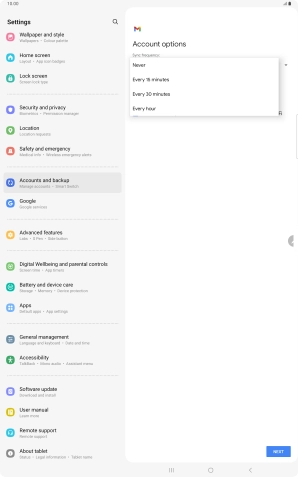 Press the required setting.