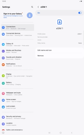 Press Remove and follow the instructions on the screen to delete your eSIM.