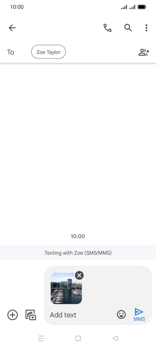 Press the text input field and write the text for your picture message.