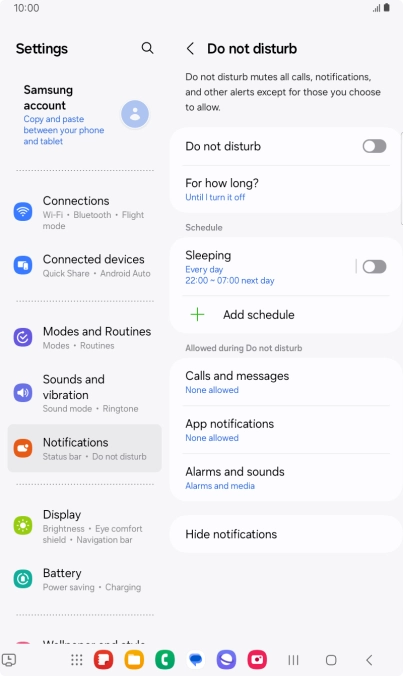 Press the indicator next to 