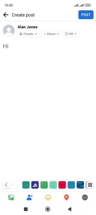 Write the required text and press POST.