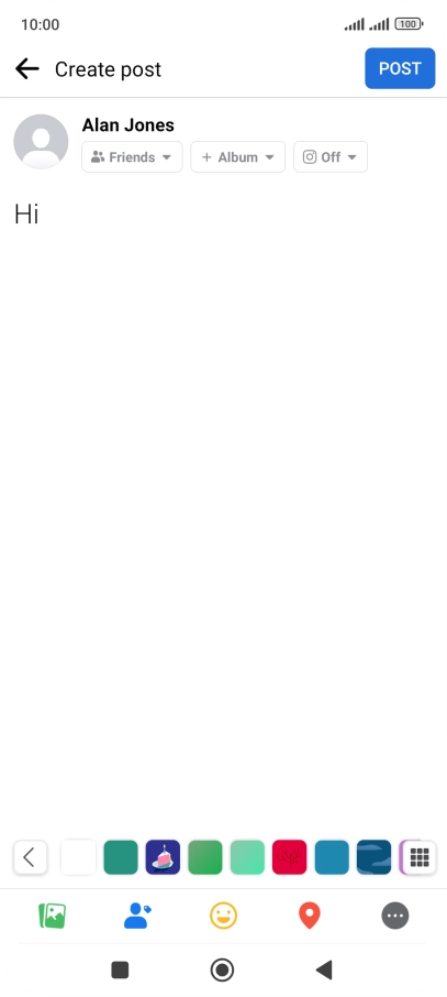 Write the required text and press POST.