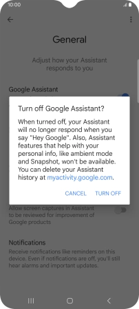 If you turn off the function, press TURN OFF.