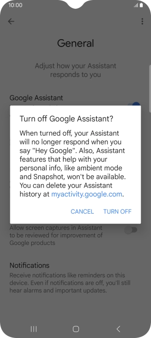 If you turn off the function, press TURN OFF.