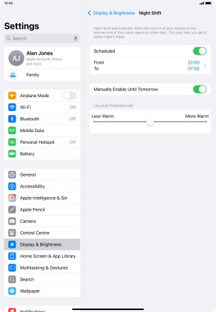 Press and drag the indicator below 