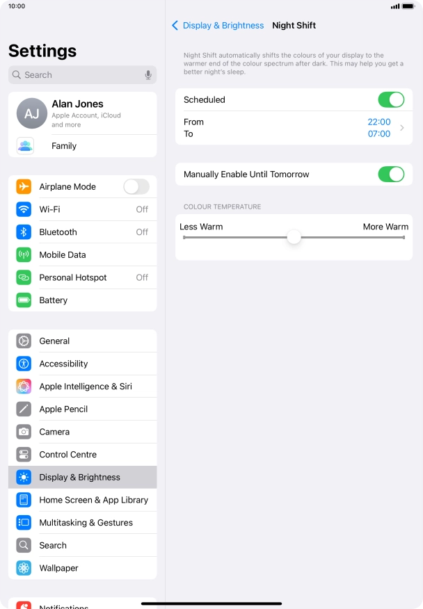 Press and drag the indicator below 