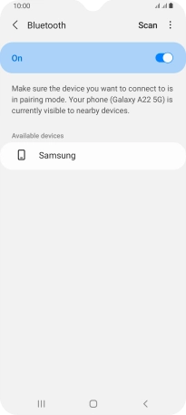 Press the required Bluetooth device and follow the instructions on the screen to pair the device with your phone.