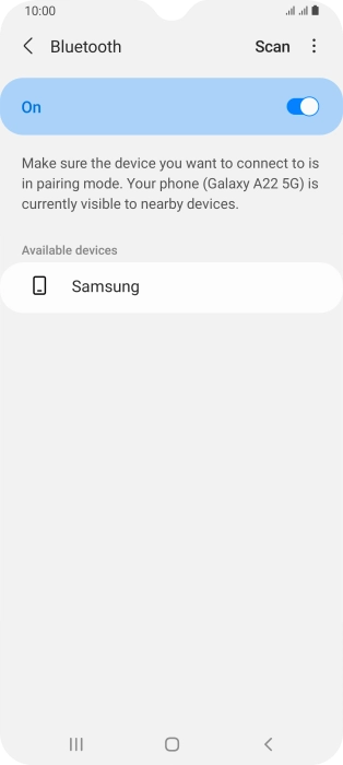 Press the required Bluetooth device and follow the instructions on the screen to pair the device with your phone.