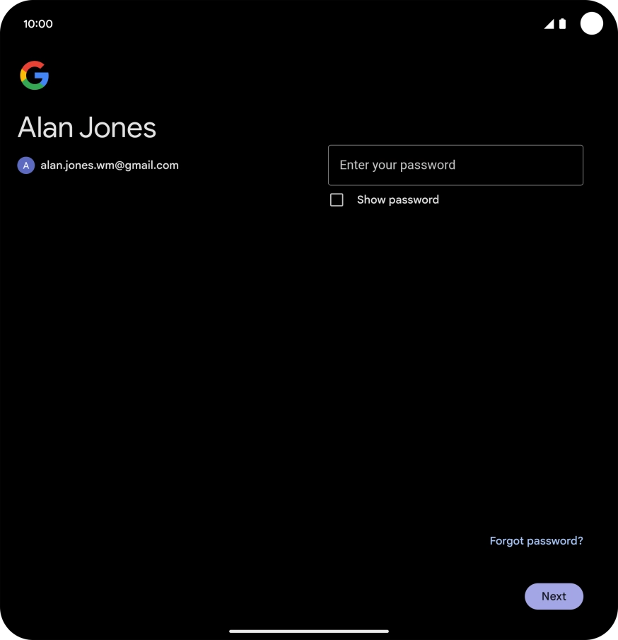 Press Enter your password and key in the password for your Google account.