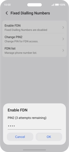 Key in your PIN2 and press OK. The default PIN2 is 1111.