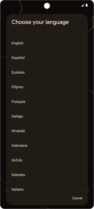 Press the required language.