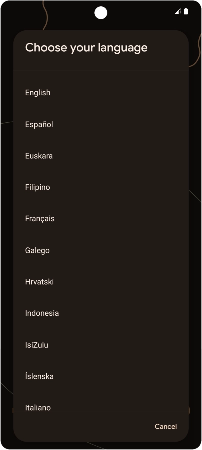 Press the required language.