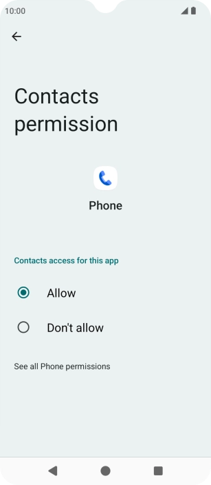 Press the required setting.