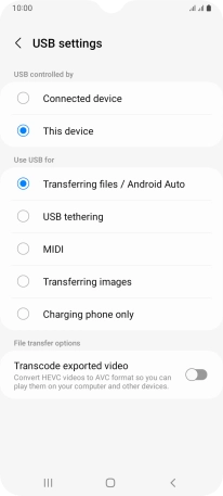 Press Transferring files / Android Auto.