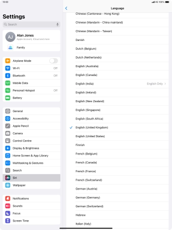 Press the required language.