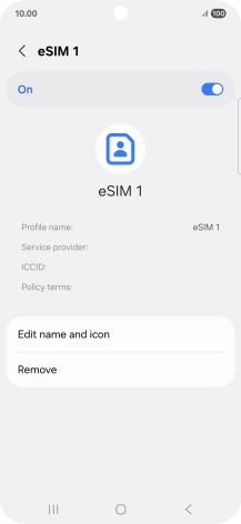Press Remove and follow the instructions on the screen to delete your eSIM.