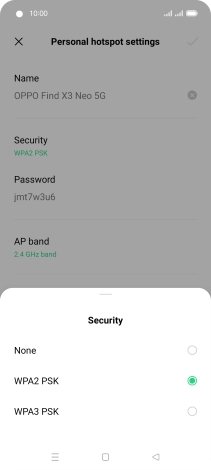 Press WPA3 PSK to password protect your Wi-Fi hotspot.