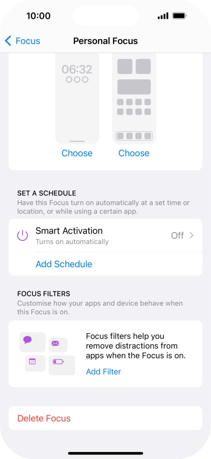 Press the required setting below 