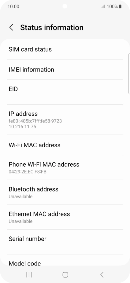 Your phone's EID number is displayed below EID.