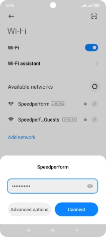 Key in the password for the Wi-Fi network and press Connect.